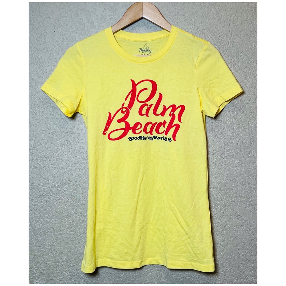 Marky G  Palm Beach Logo Yellow T-Shirt Women Size Large